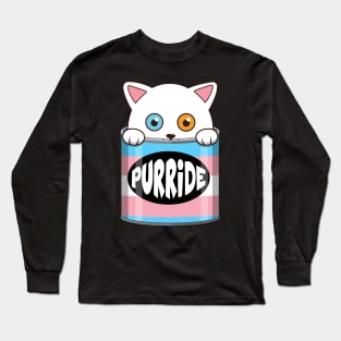 Funny White Cat Transgender Pride Long Sleeve T-Shirt